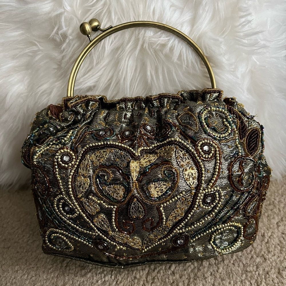 Vtg 1920s beaded evening purse Art Deco Flapper Girl Formal Party Gala Gatsby